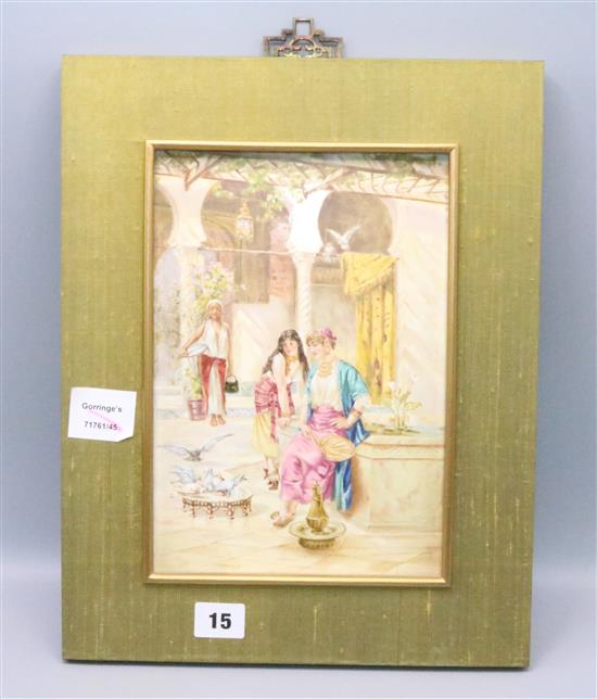 French porcelain plaque painted with an Orientalist scene(-)